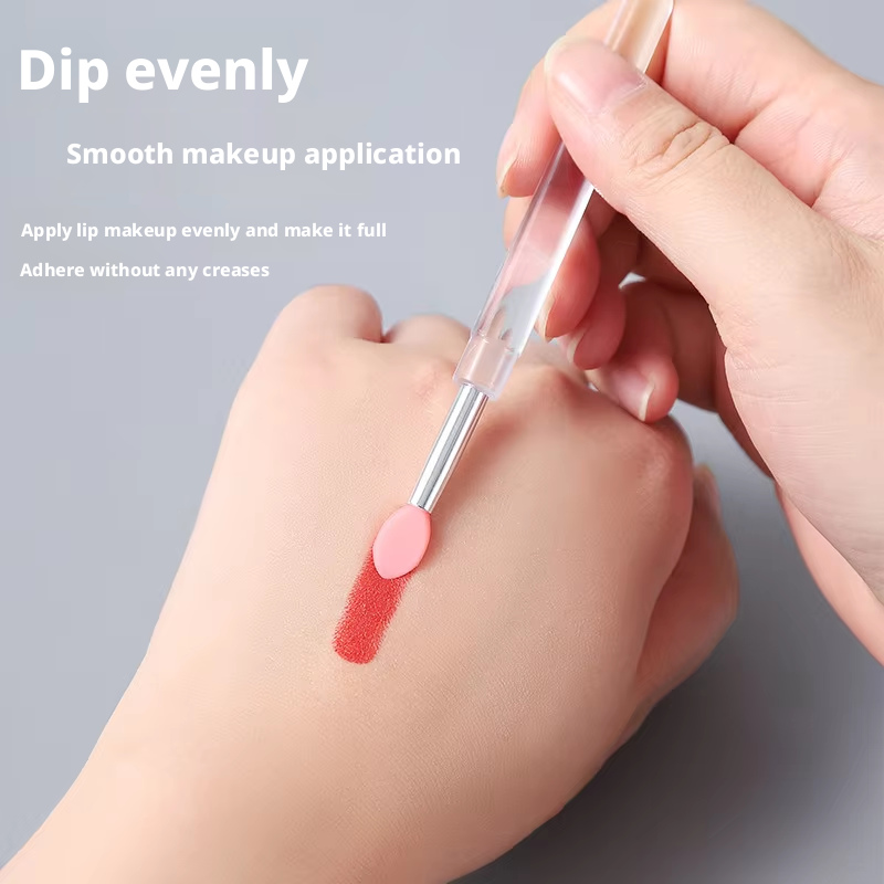 Portable Dustproof Plastic Handle Multi Color Silicone Brush Head Lipstick &amp; Eye Shadow Brush