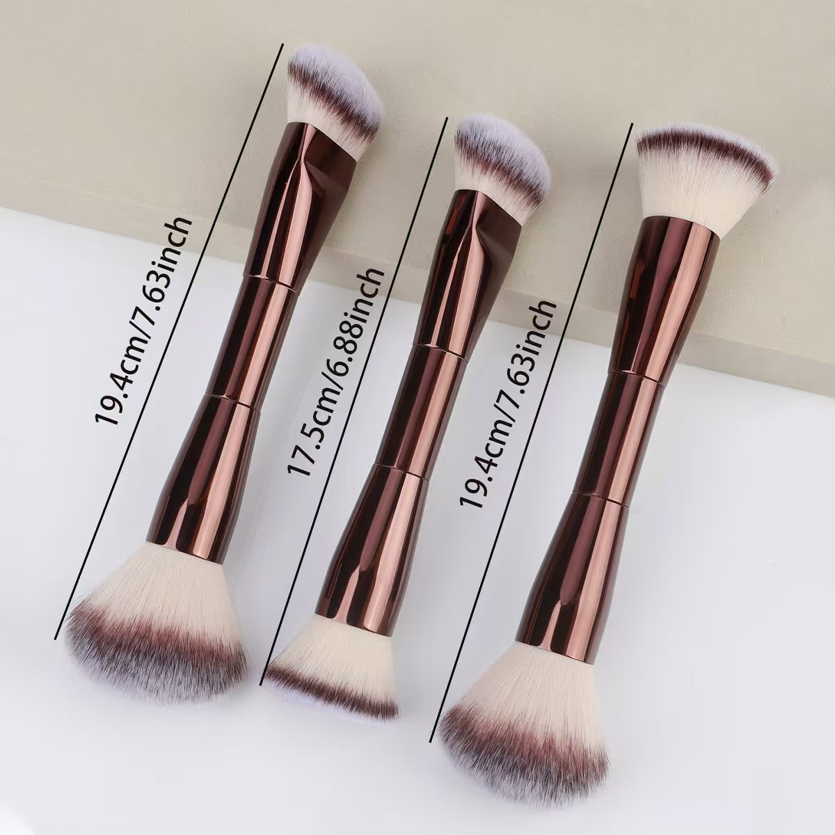Hot-Selling All-Aluminum Handle Soft Nanofiber Powder Brush Dual-Head Brush Foundation Contour Beauty Tool Makeup Brush Set