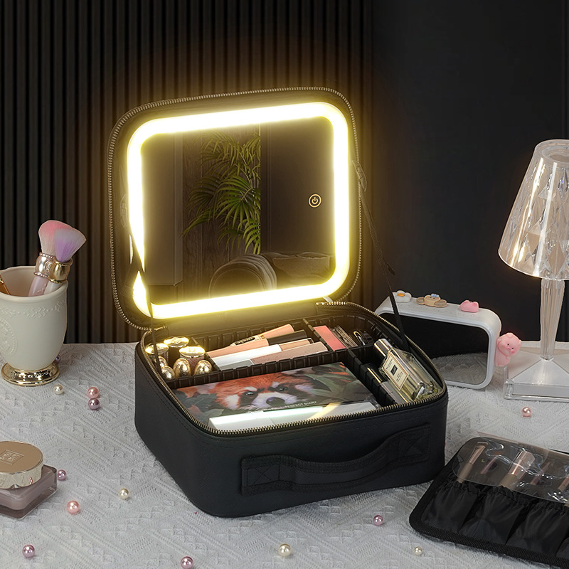 Travel Makeup Bag with LED Mirror Feature 1