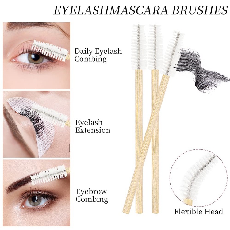 Wholesale Disposable Bamboo Applicator Set Eco Friendly Makeup Lip Brush Eyelash Wand Beauty Kit