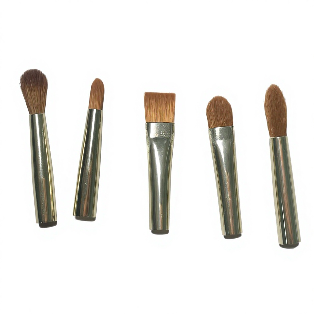 Custom 5-Piece Eye Shadow Makeup Brushes Kit with Wood Handle and Fan Brush by Fine Brown Synthetic Hair for Eyes Makeup