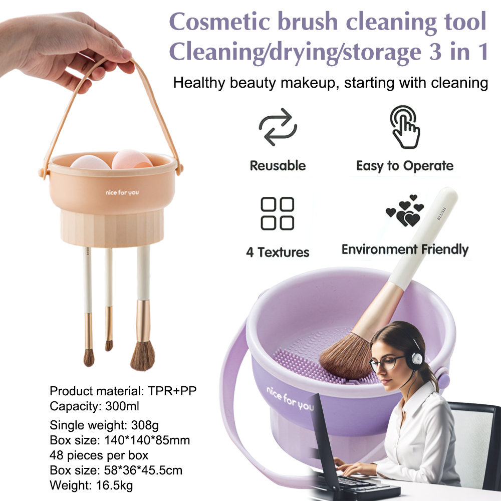 Makeup Brush Cleaner Mat 3 in 1 Silicone Makeup Brush Cleaner Bowl Cosmetic Brushes Cleaning Tool Organizer