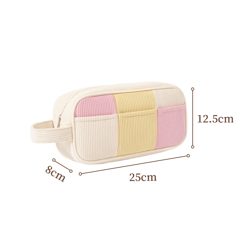 Puffy Corduroy Makeup Bag Plush Soft Cosmetic Storage Warm Travel Toiletry Bag Large Capacity Portable Organizer for Women