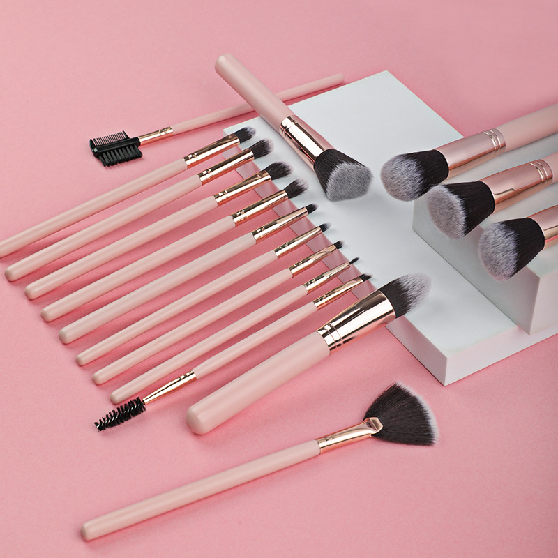 Professional 16-Piece Wood Handle Makeup Brush Set Loose Powder Foundation Brush Eye Shadow Applicator Beauty Tools for Face Use