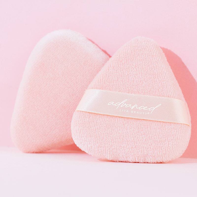 Triangle Shape Makeup Puff Soft Cotton Powder Puff with Strong Ribbon Private Label