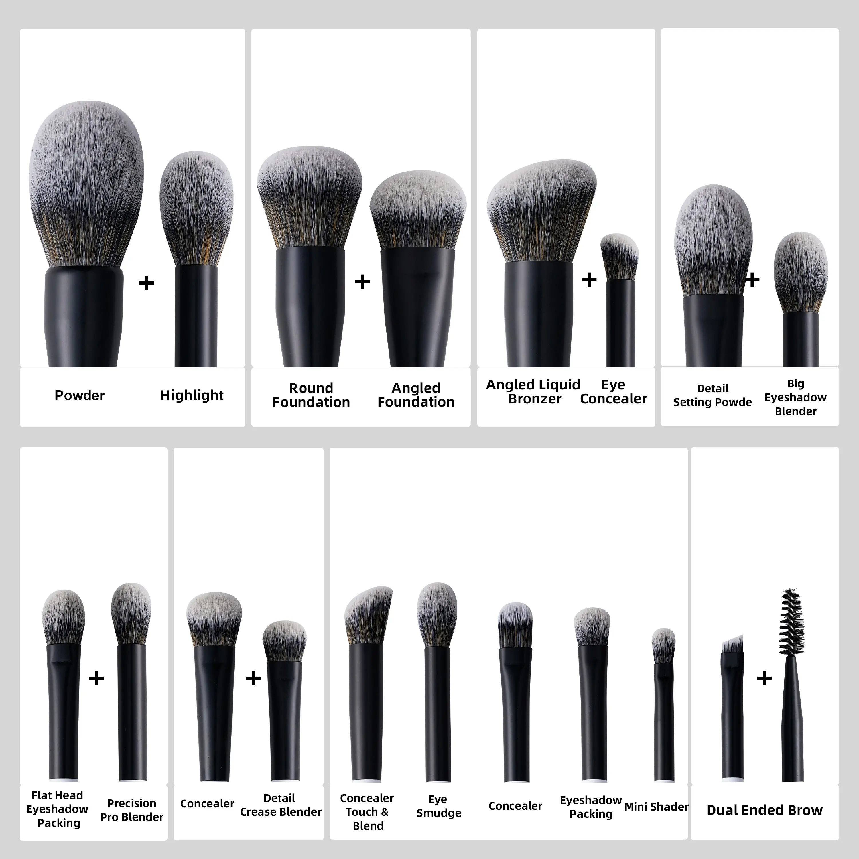 Custom Dual End Foundation and Concealer Brush Vegan Professional Makeup Brushes