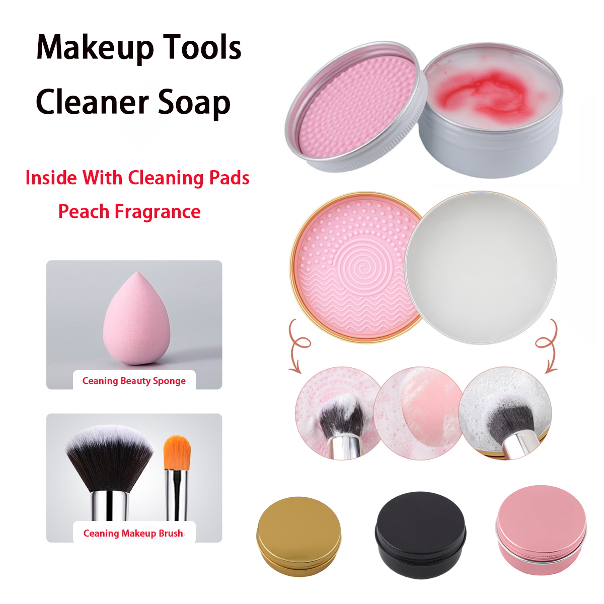 HMU Private Label Custom Vegan Wholesale Solid Makeup Brush Cleaner Cleaning Soap for Makeup Brushes