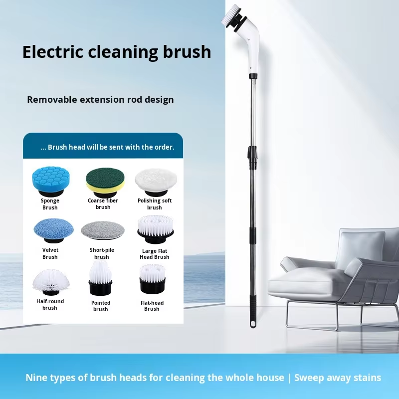 OEM/ODM Electric Spin Scrubber Waterproof Bathroom 360 Cordless Cleaner Brush With Long Handle Replacement Cleaning Brush Tool