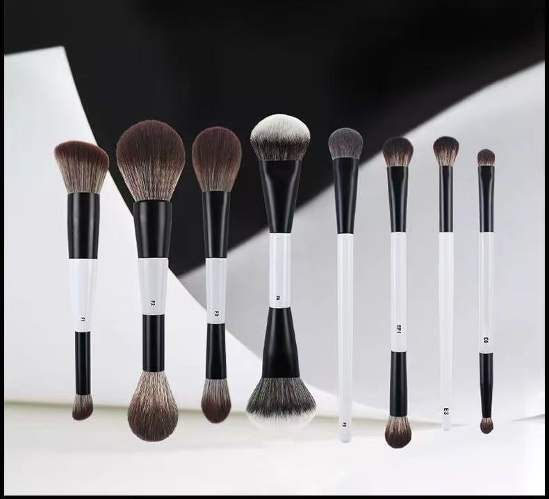 Cross-border Black-and-white Double-headed Foundation Brush Loose Powder Blush Contour Eyeshadow Blending Brush Brushes