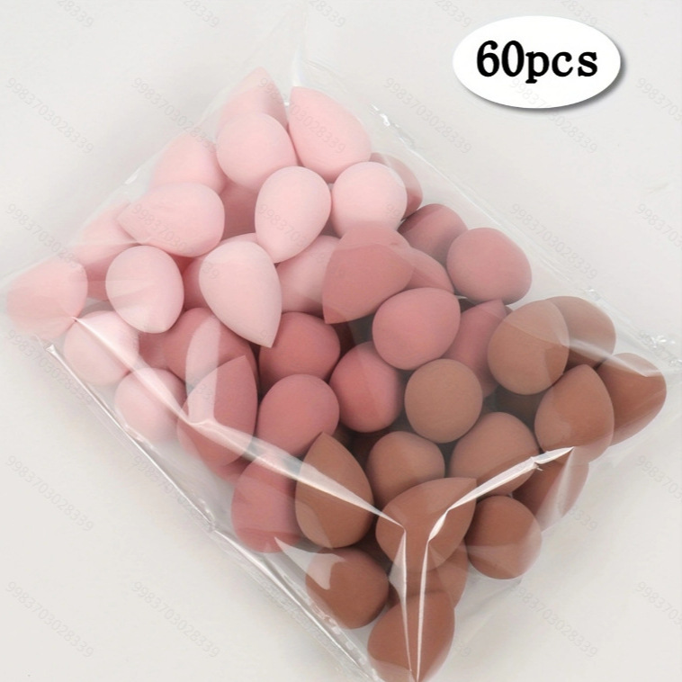 Mini Water Droplets Shaped Oblique Cut Washable 60 Piece Bagged Beauty Makeup Egg Sponge Powder Puff