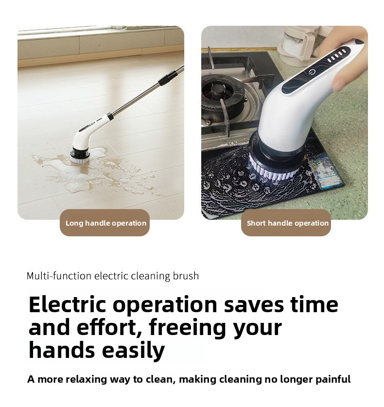 Electric Spin Scrubber Waterproof Bathroom 360 Cordless Cleaner Brush with Long Handle