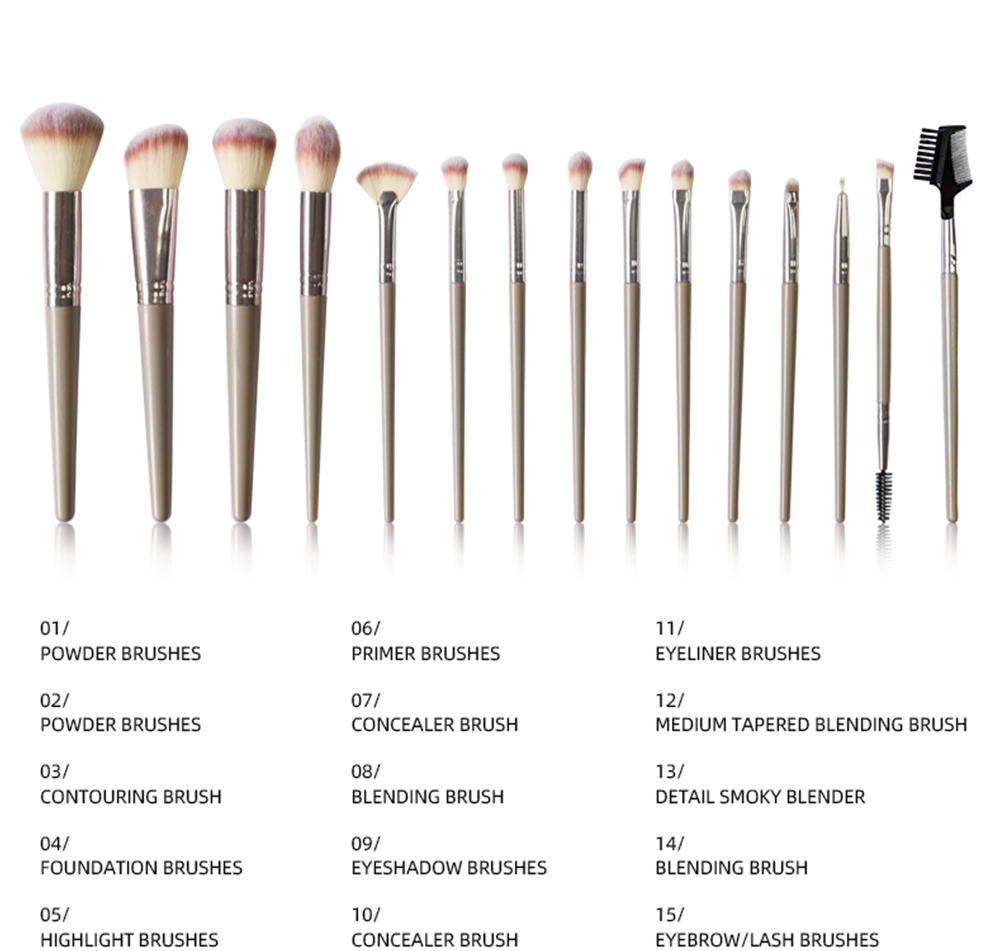 15-Piece Travel Makeup Brush Set Super Soft Bristles Thickened Alumina Tube-Wholesale Mini Peach Synthetic Hair Face Makeup