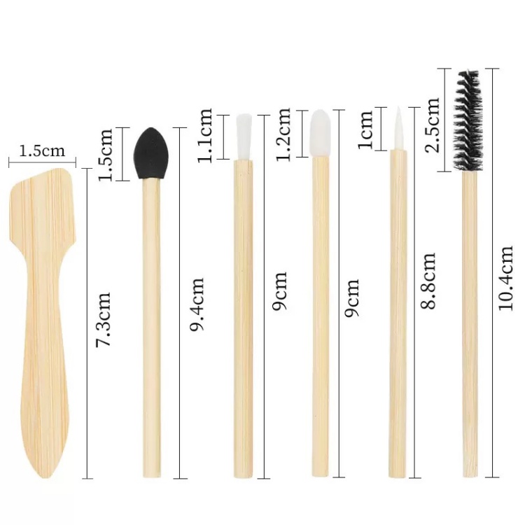 Wholesale Disposable Bamboo Applicator Set Eco Friendly Makeup Lip Brush Eyelash Wand Beauty Kit