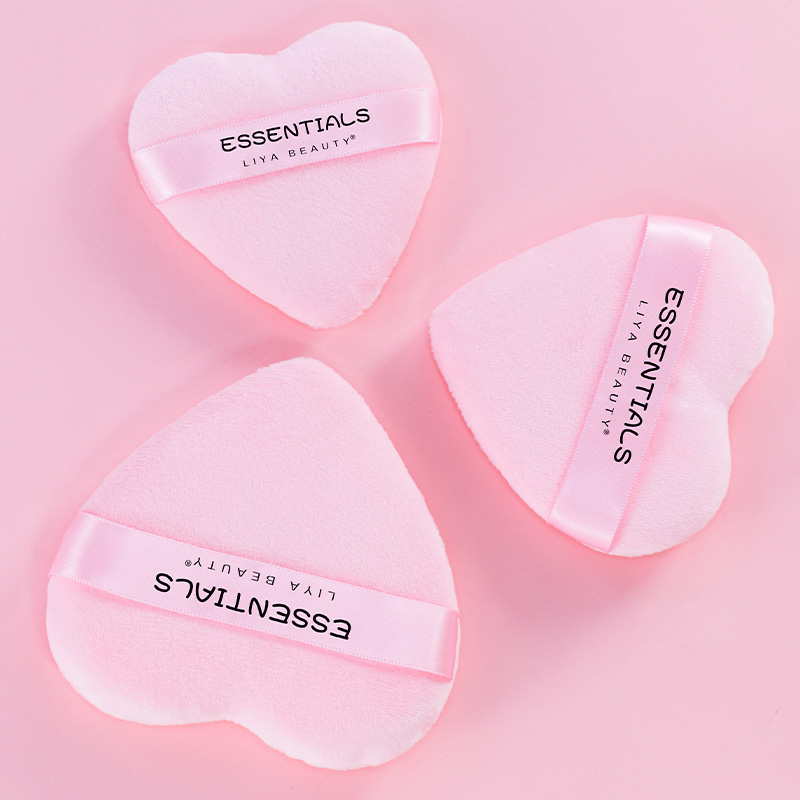 Baby pink love Cosmetic Puff for Loose Powder Puff Customized Heart Shaped Makeup Compact Setting Puffs