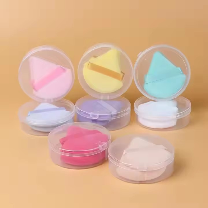 Lanson Top Seller Triangle Powder Puff Makeup Sponge Soft Velour Cosmetic Puff Black Velvet Loose Powder Puffs for Face