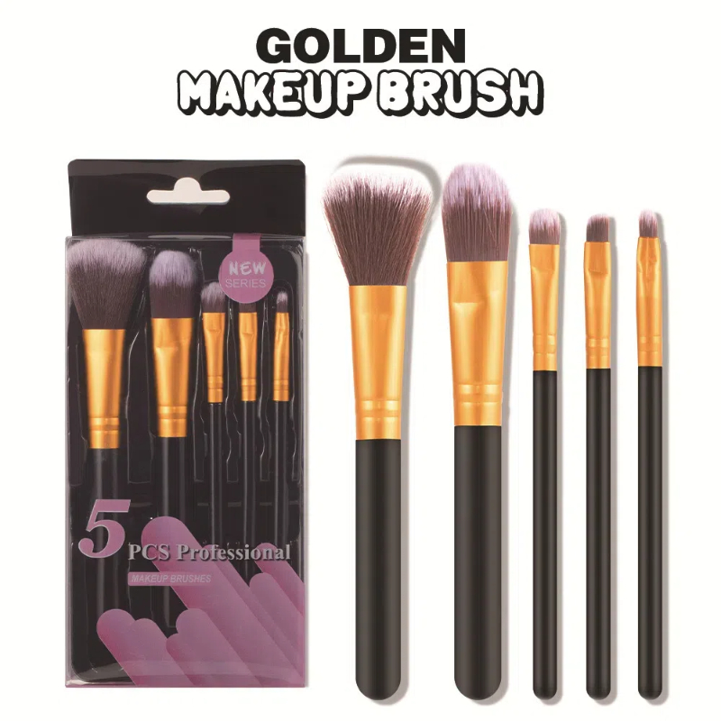 Wholesale 5pcs Black Rose Flat-Shaped Loose Powder Makeup Brushes High Women's Face Beauty Tools Free Eyebrow Powder Brush Set