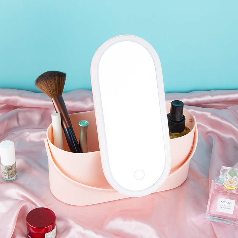 Travel Portable Fashion Exquisite Plastic Makeup Case Mirror Rotating Design Water Resistant Thread Accept Customization Plastic