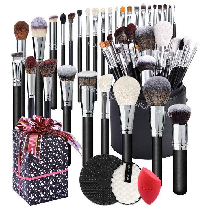 Daily Queen &amp; Morp H 30pcs Sepr Series Black Animal Goat Hair Professional Powder Foundation Eyeshadow Makeup Brush Set