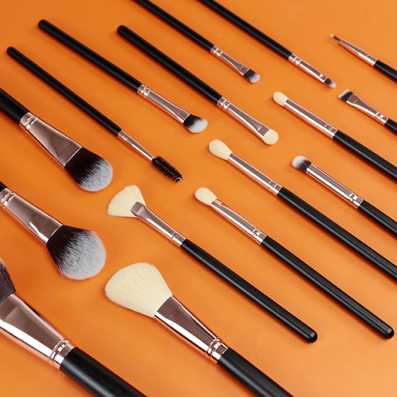 16pcs Professional Flat Makeup Brushes Set with Bag Includes Foundation Blending Eyeshadow Tools for Travel