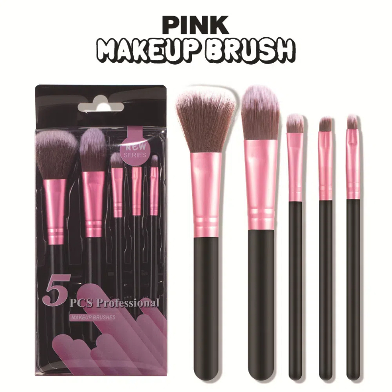Wholesale 5pcs Black Rose Flat-Shaped Loose Powder Makeup Brushes High Women's Face Beauty Tools Free Eyebrow Powder Brush Set
