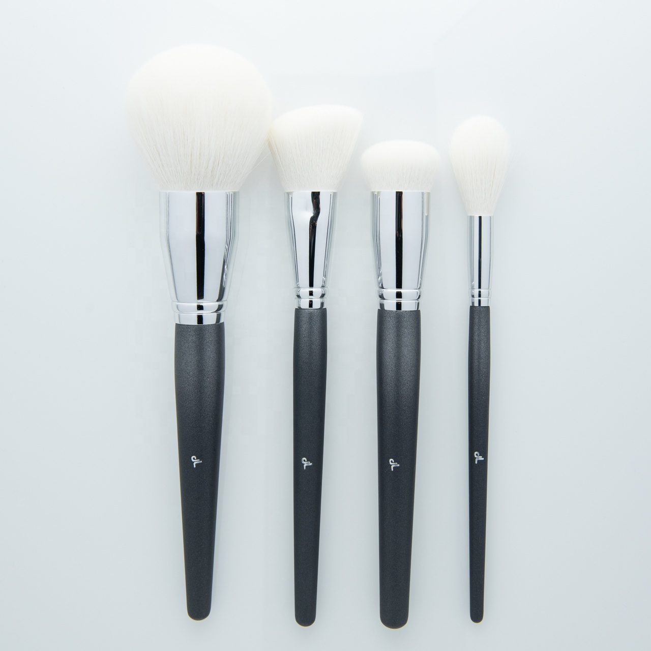 4PC Professional Dark Grey Wood Handle Makeup Brush Kit Mimic Natural Hair Powder Foundation Blush Brush Set