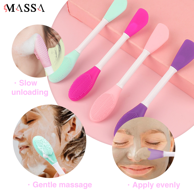 MASSA 2-in-1 Silicone Face Brush Double-Ended Facial Cleansing Mask Clay Brush Mask Applicator Makeup Tools Cleaner