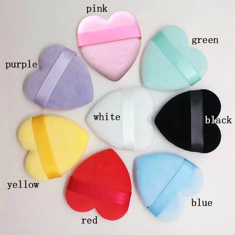 Fluffy Velour Cotton Loose Powder Puff Set Heart Shape Velvet Face Body Makeup Puff Flocking Puff