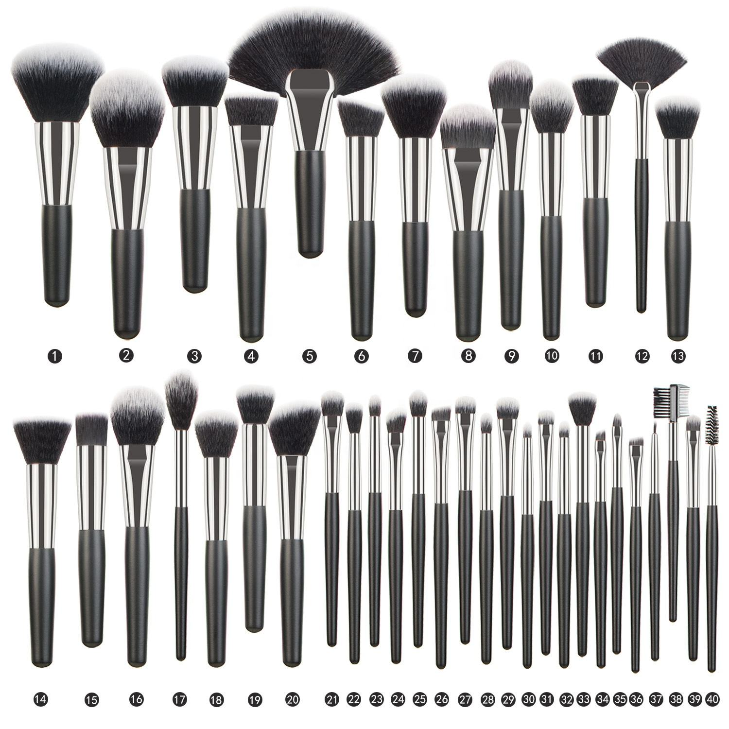 40Pcs Professional Make up Brushes Wooden Handle Makeup Brushes Foundation Powder EyeShadow Makeup Brush Sets with Free Headband