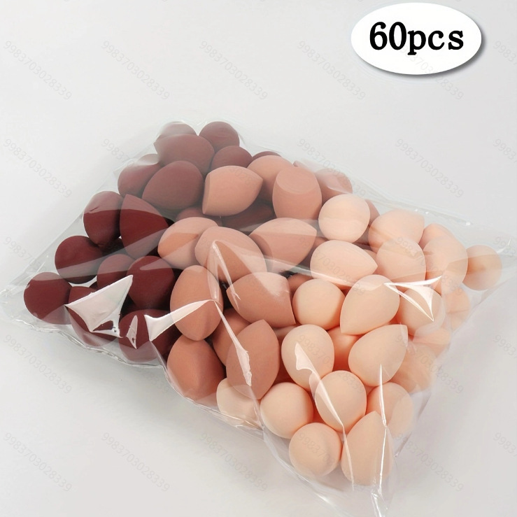 Mini Water Droplets Shaped Oblique Cut Washable 60 Piece Bagged Beauty Makeup Egg Sponge Powder Puff