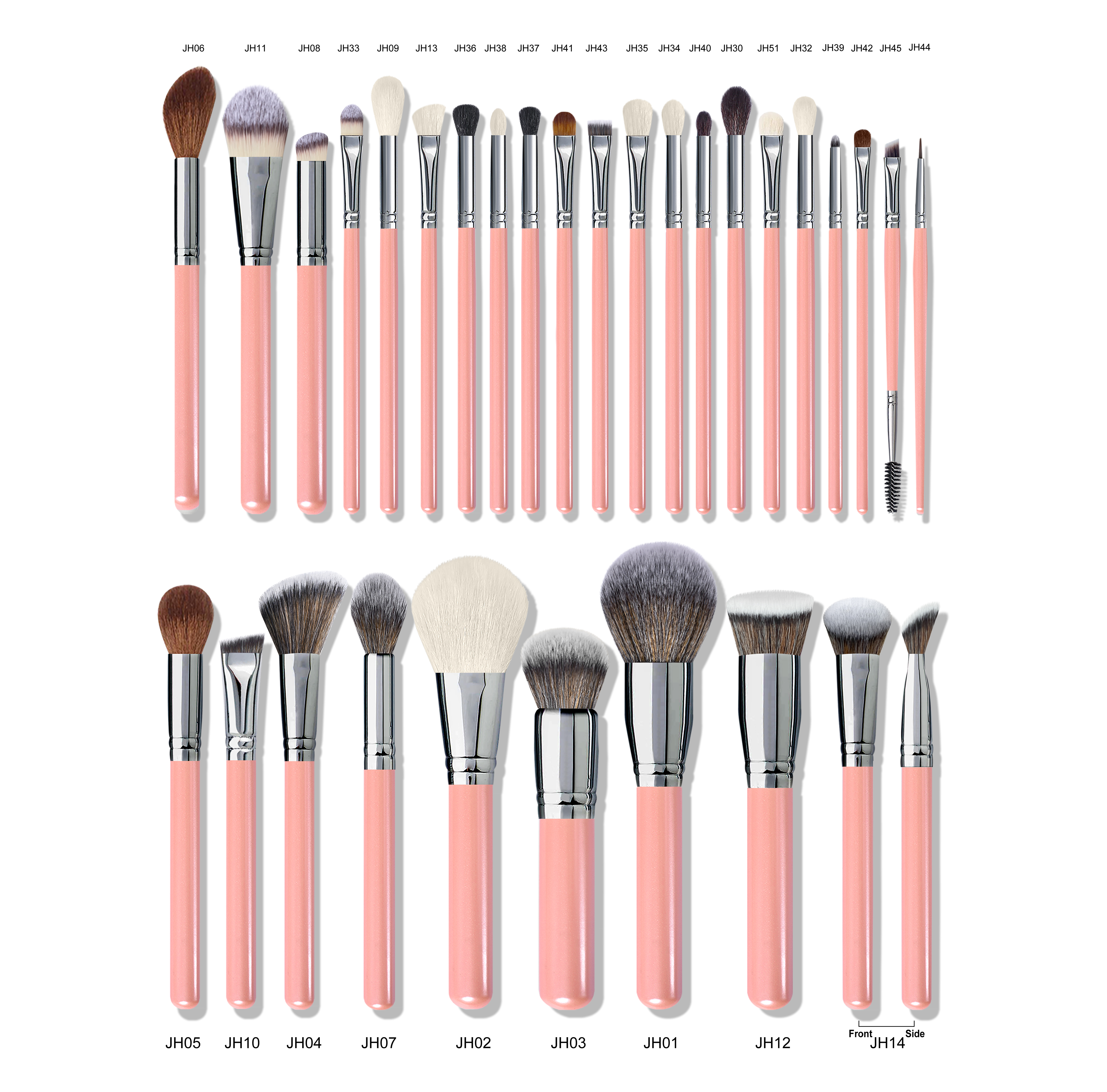 Daily Queen &amp; Mor-phe 30pcs Goat Hair Pink Makeup Brushes With Pink Ferrule, Smudge &amp; Flat Styles, High Quality, Private Label