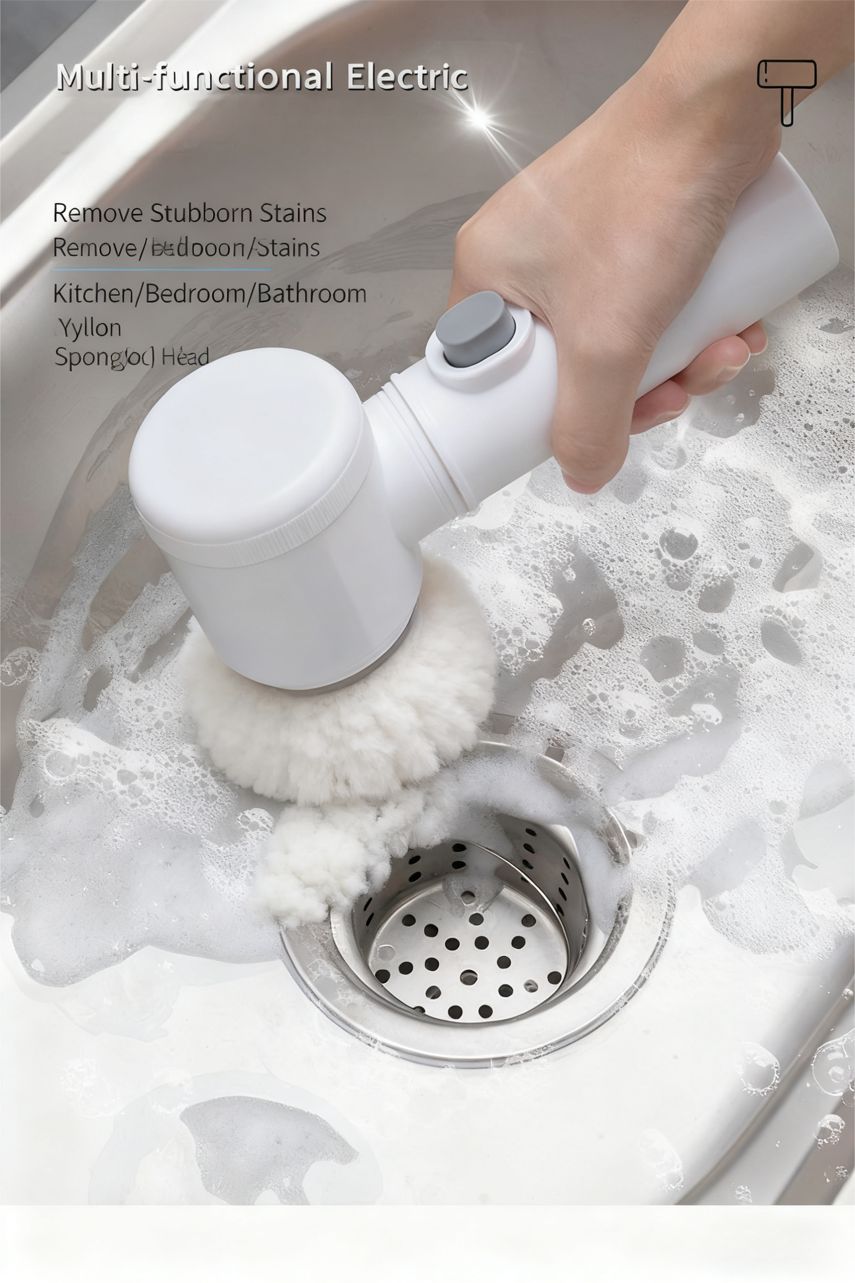 Electric Spin Scrubber Professional Cordless USB Rechargeable Automatic Handheld Cleaning Brush with 5 Brush Heads