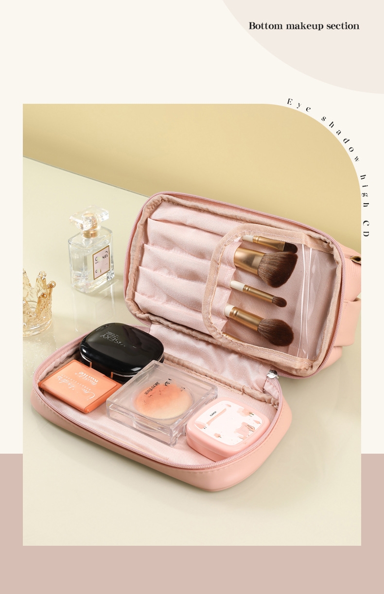 Pu Striped Leather Makeup bag display 5