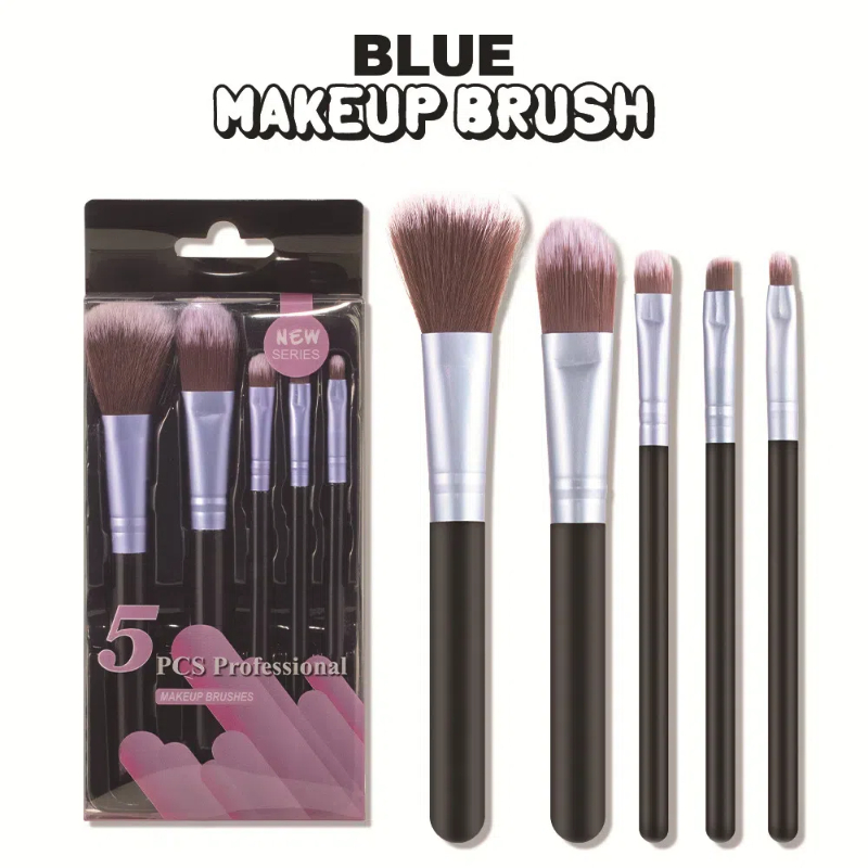 Wholesale 5pcs Black Rose Flat-Shaped Loose Powder Makeup Brushes High Women's Face Beauty Tools Free Eyebrow Powder Brush Set
