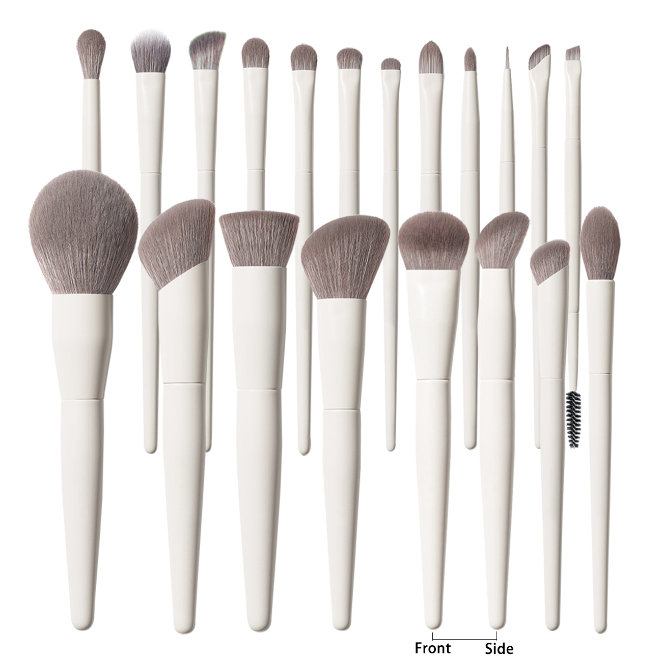 Daily Queen &amp; Mor-phe 19pcs Grey Nano Hair White Handle Powder Makeup Brushes Premium Quality &amp; Luxurious Feel Custom Logo