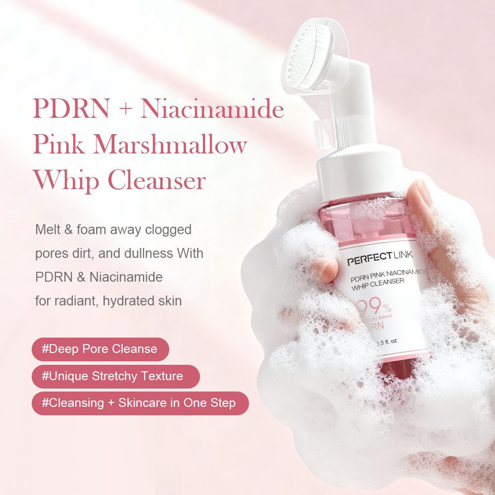 Private Label Korean Facial Brush Cleanser Pink PDRN Niacinamide Pore Deep Cleansing Salmon DNA PDRN Face Wash