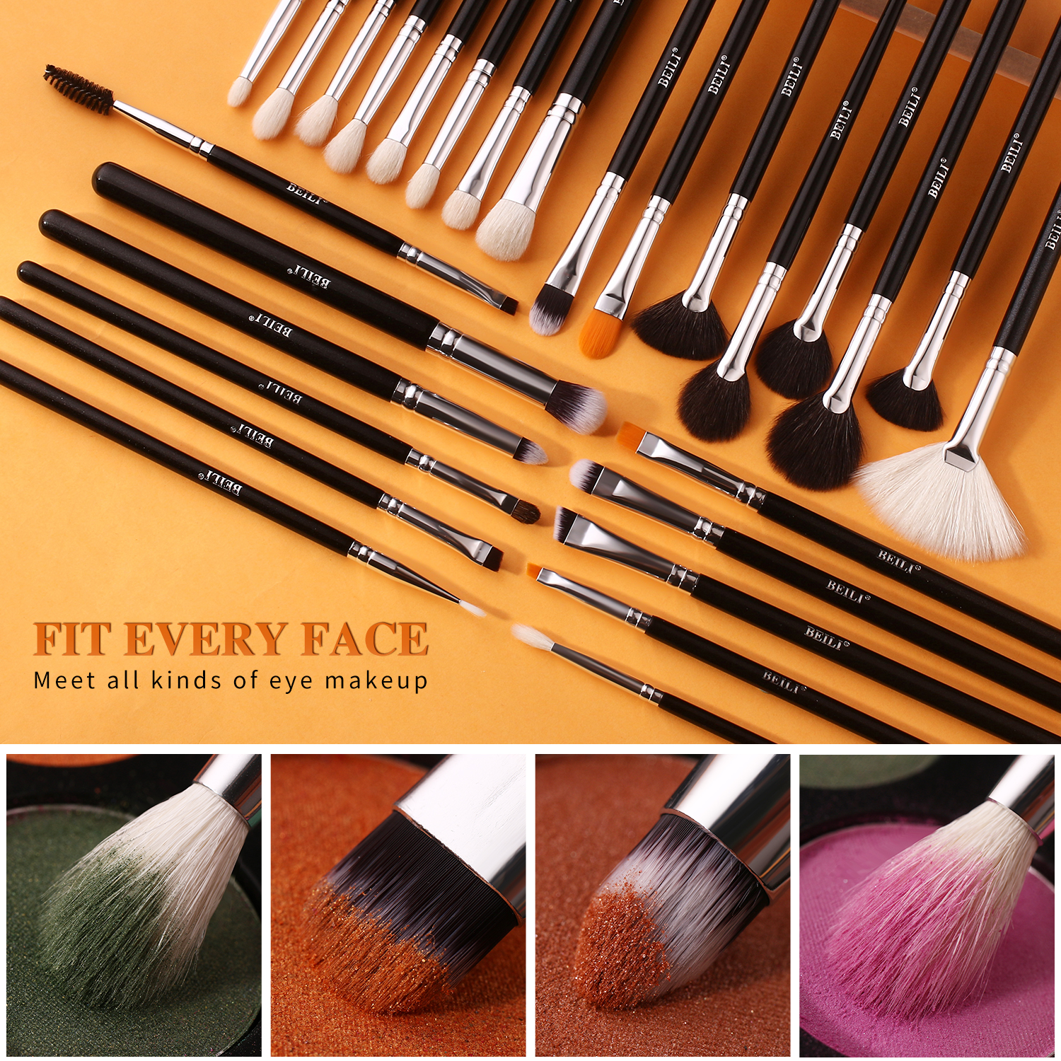 BEILI Custom Packaging Soft Makeup Brush Set 42pcs Powder Brush For Lip Custom Your Own Brand Brocha De Maquillaje Mascara Brush