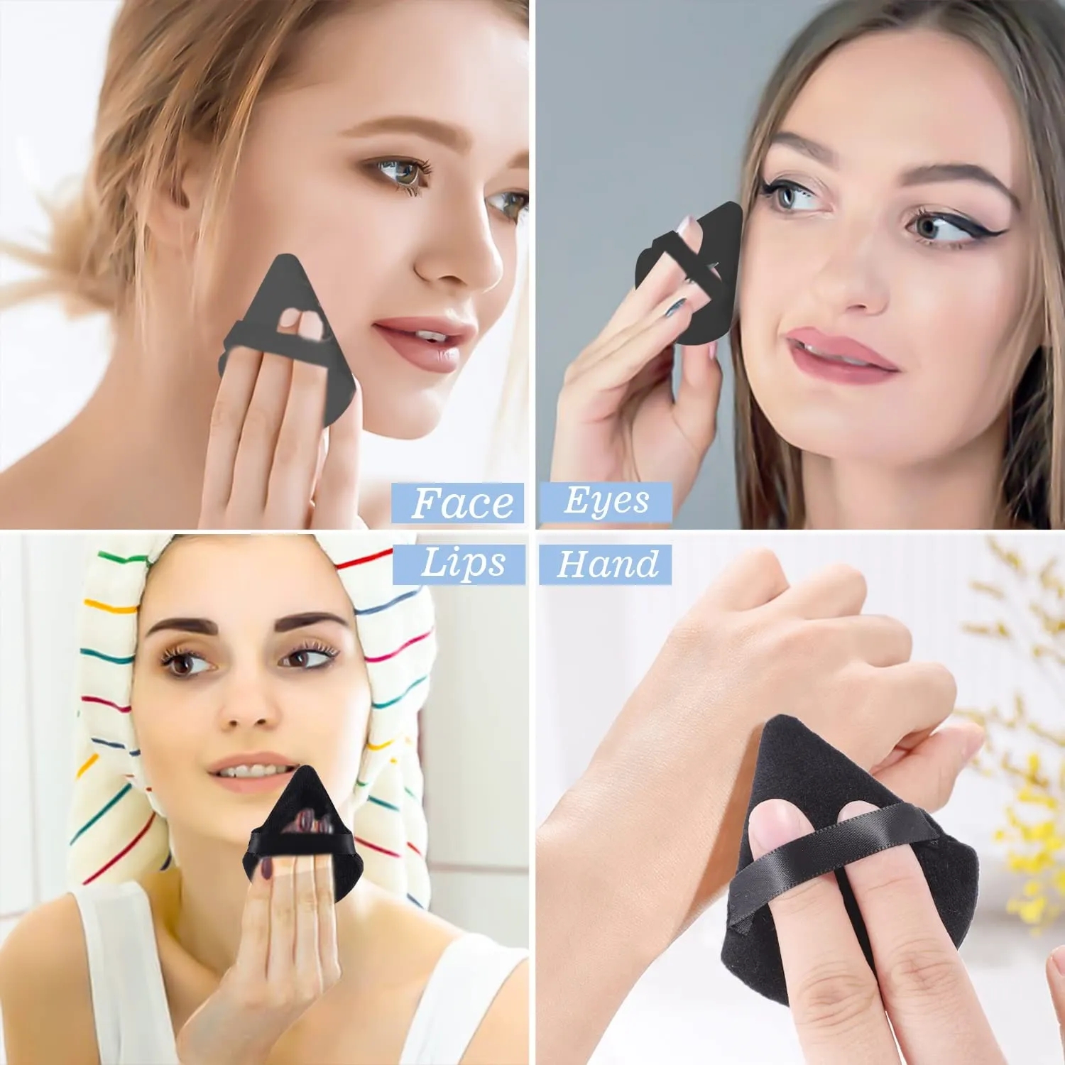 HMU Custom Logo Triangle Soft Cosmetic Sponge Loose Powder Puff Private Makeup Application Velour Makeup Compact Cosmetics Puff