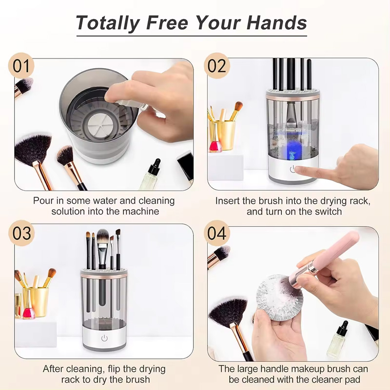 Rechargeable Portable Automatic Cosmetic Brushes Cleaner Spinner Washing Machine Dryer Electric Makeup Brush Cleaner Machine