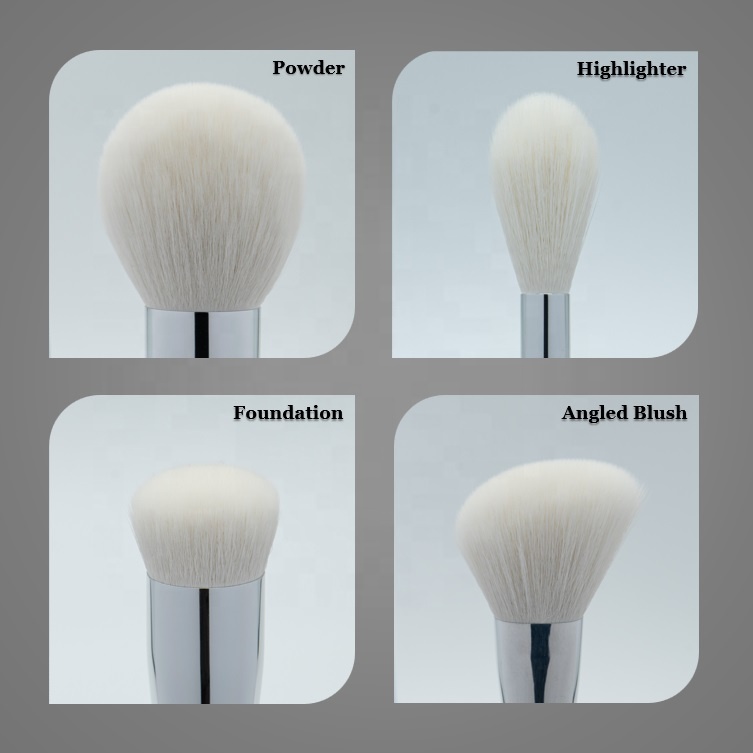 4PC Professional Dark Grey Wood Handle Makeup Brush Kit Mimic Natural Hair Powder Foundation Blush Brush Set