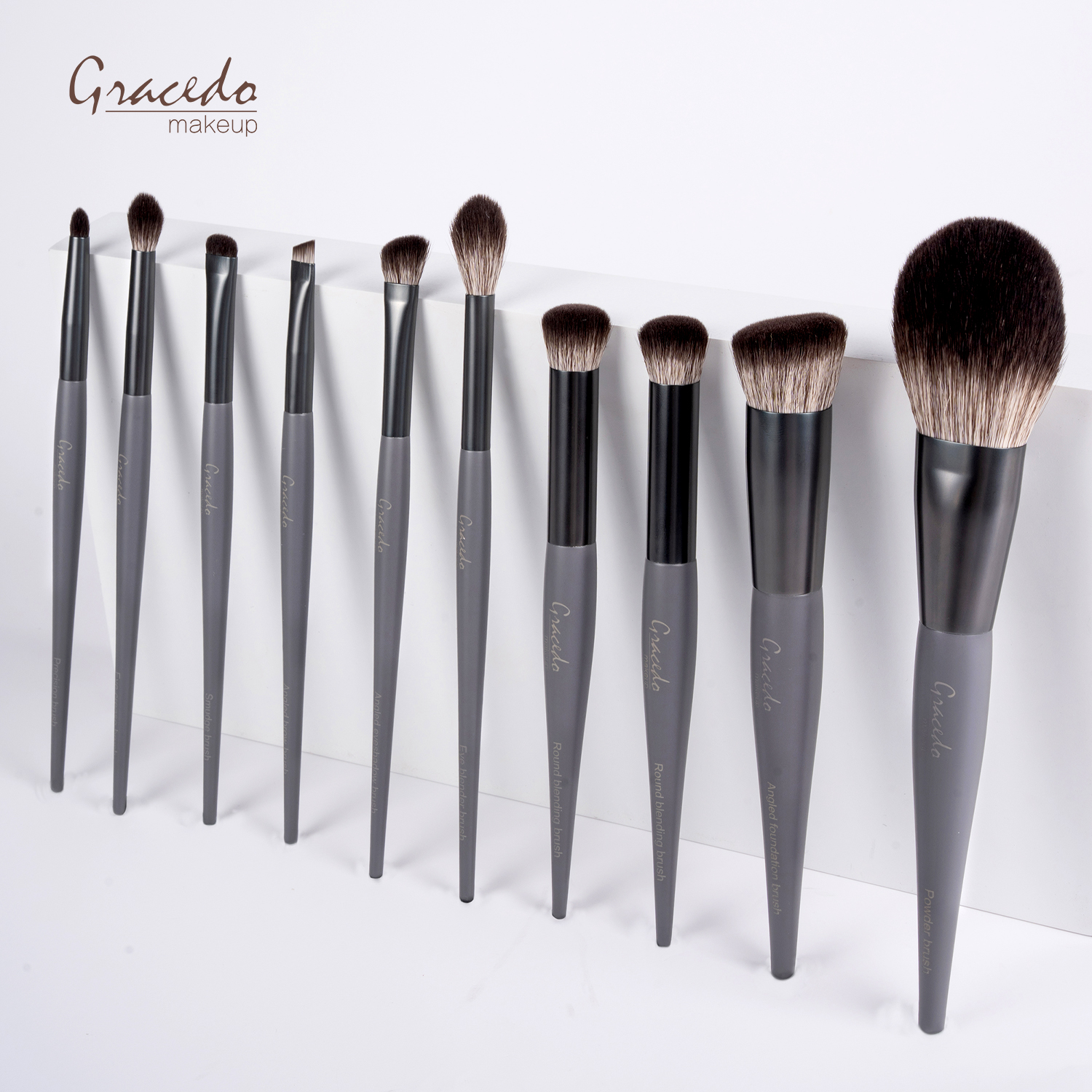 Gracedo 10Pcs Professional Makeup Brushes Set Customizable Logo Soft Synthetic Hair OEM ODM