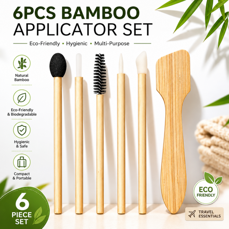 Wholesale Disposable Bamboo Applicator Set Eco Friendly Makeup Lip Brush Eyelash Wand Beauty Kit