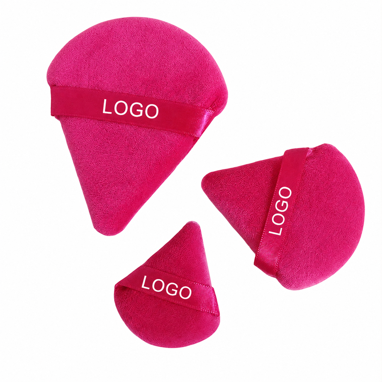 Wholesale Beauty Accessories Large Mini Size Sponge Set Custom Logo Triangle Makeup Cosmetic Velvet Cotton Powder Puffs