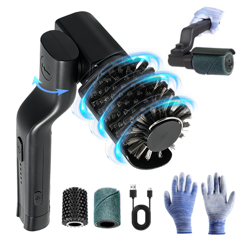 Upgraded Electric Grill Cleaner USB Rechargeable Grill Cleaning Brush Cordless Electric Rotary Grill Brush