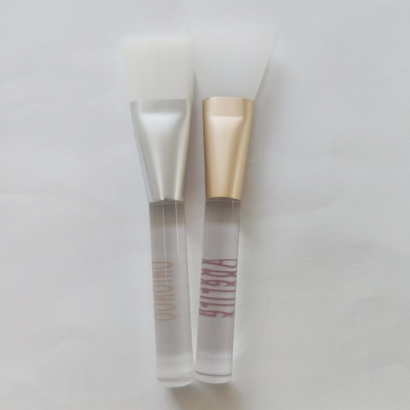 Clear Silicone Flat Mask Brush with Vertical Plastic Handle Beauty Tool for Face Makeup