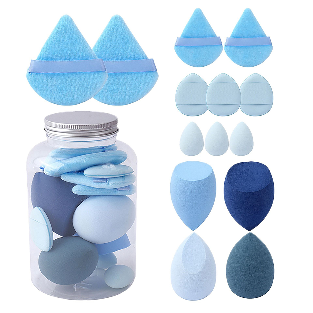 14/15Pcs Purple Soft Dry Wet Dual Use Beauty Tools Beauty Egg 4 Types Powder Puffs Foundation Tear Drop Makeup Sponge
