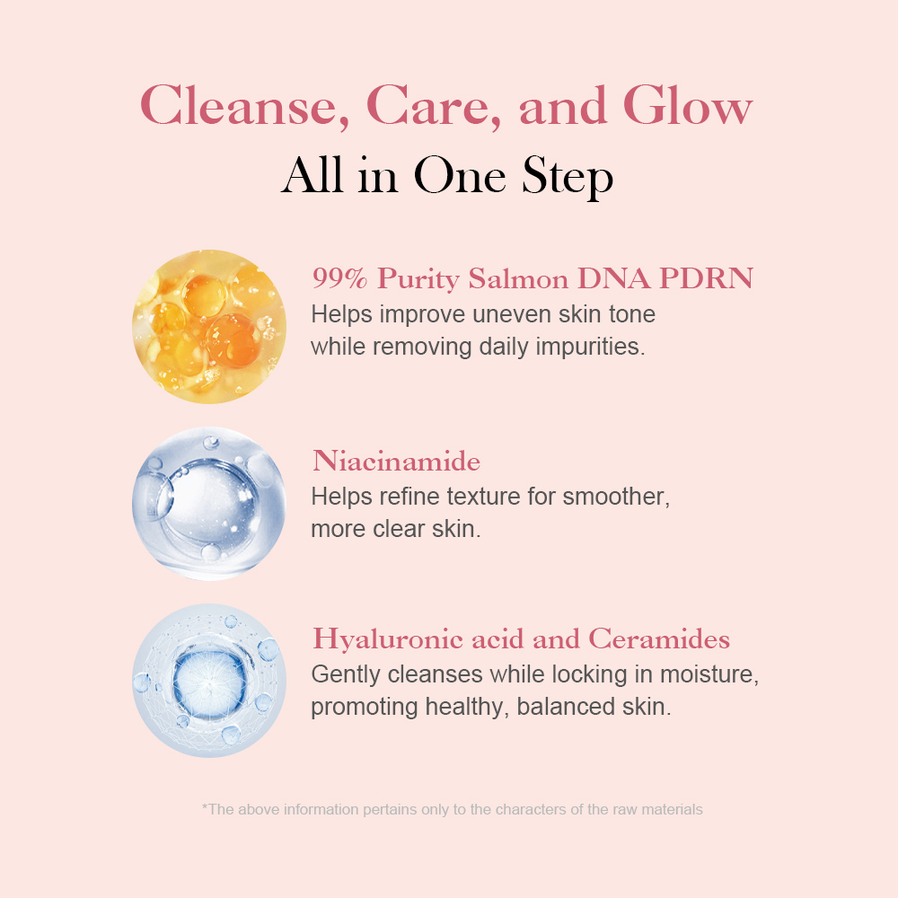 Private Label Korean Facial Brush Cleanser Pink PDRN Niacinamide Pore Deep Cleansing Salmon DNA PDRN Face Wash