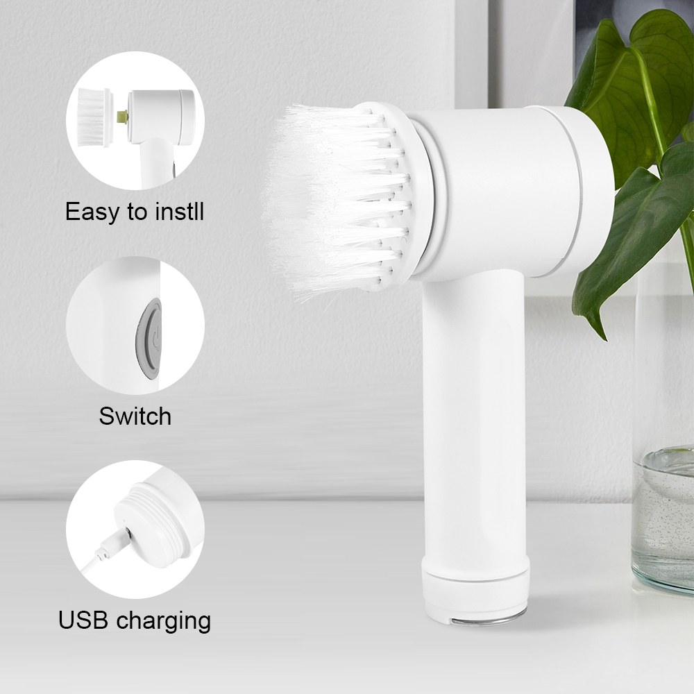 5 In 1 Multipurpose Electric Spin Scrubber Kitchen Tank Shoe Dish Washing Cleaning Brush Dishwashing Electric Cleaning Brush