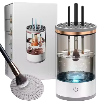 Portable Household Cleaning Tool Upgraded Electric Makeup Brush Cleaner Machine Quick Efficient Spiral Silicone Plastic