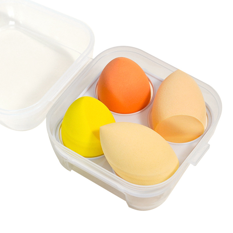 4pcs Makeup Sponge With Case Cosmetic Ball Soft Beauty Egg Foundation Blending Sponge Puff Set