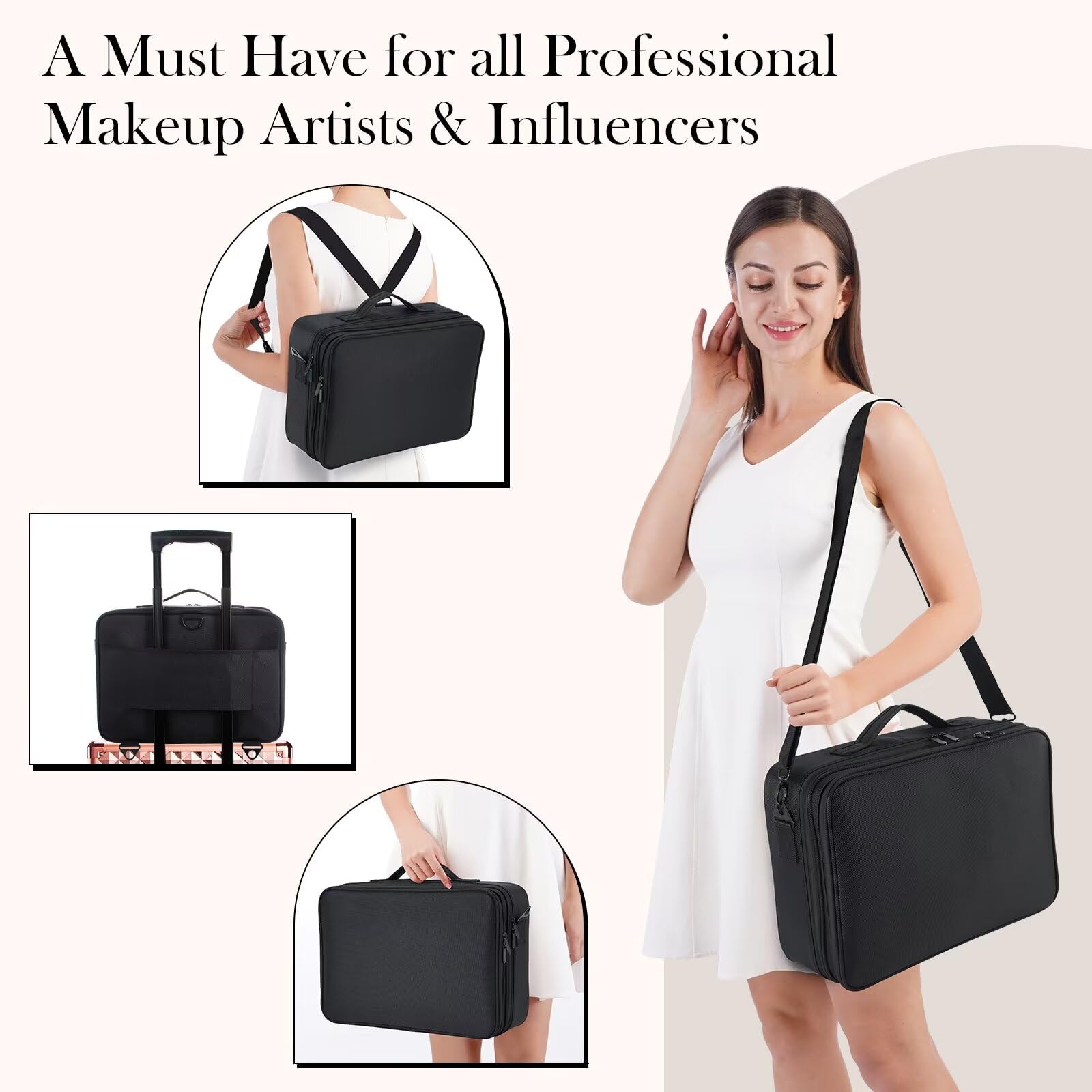 Professional Makeup Case with Mirror Travelling Cosmetic Organizer Bag Salon Barber Case Travel Makeup Box Nail Suitcase Divider